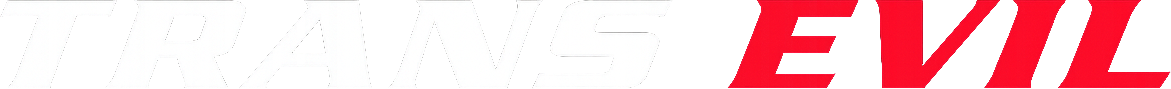The words "Trans Evil" in bold slanted white and red lettering