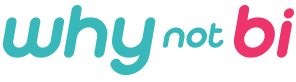 Logo reading "why not bi" in teal and pink lettering